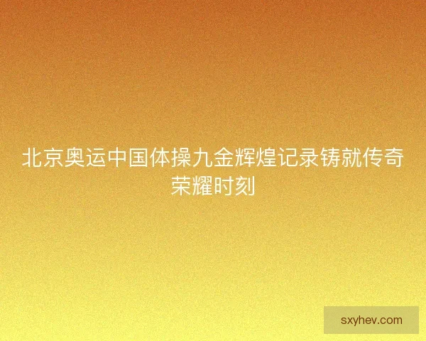 北京奥运中国体操九金辉煌记录铸就传奇荣耀时刻