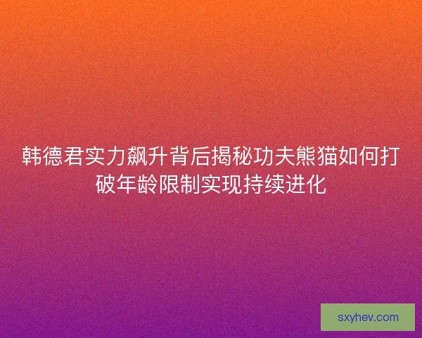 韩德君实力飙升背后揭秘功夫熊猫如何打破年龄限制实现持续进化